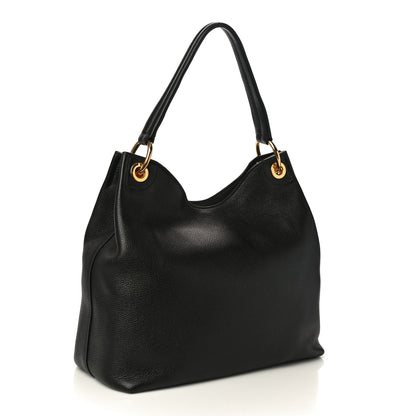 Prada Vitello Phenix Embossed Logo Hobo Black 3 of 9
