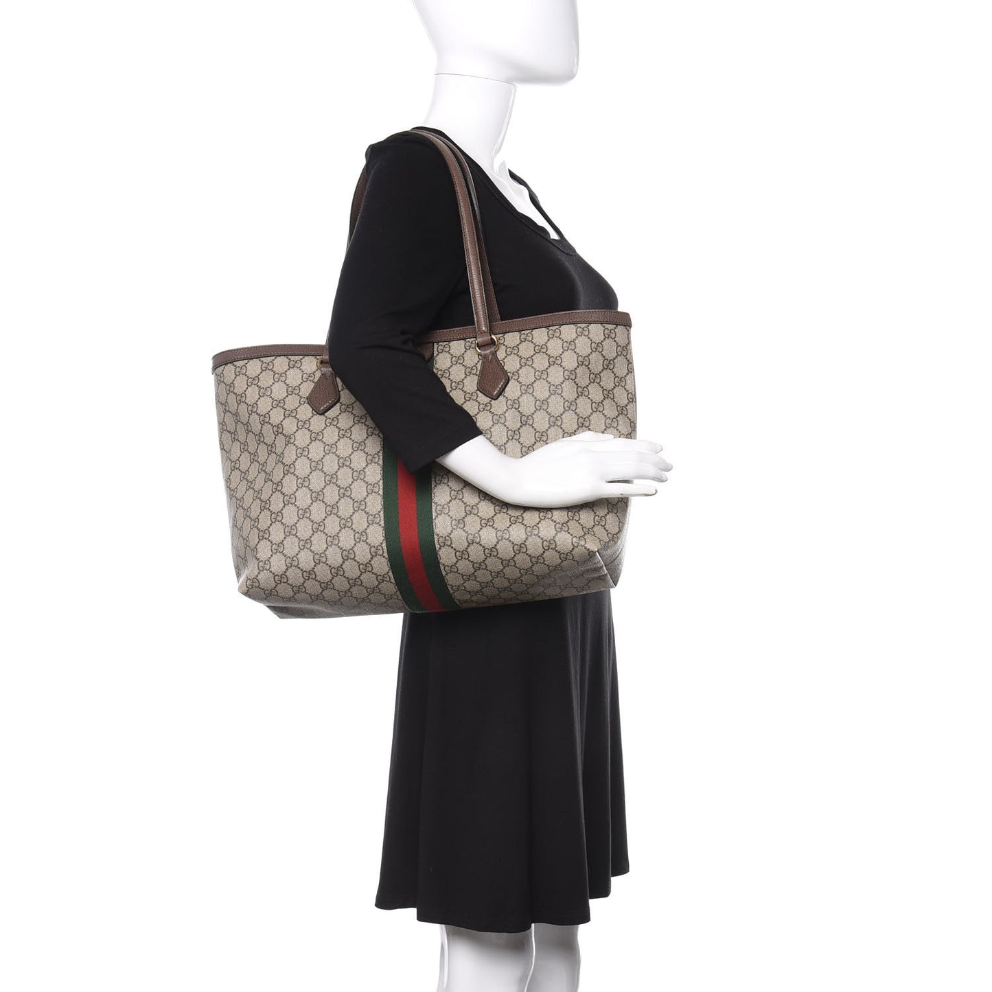 GG Supreme Monogram Medium Ophidia Shopping Tote Brown