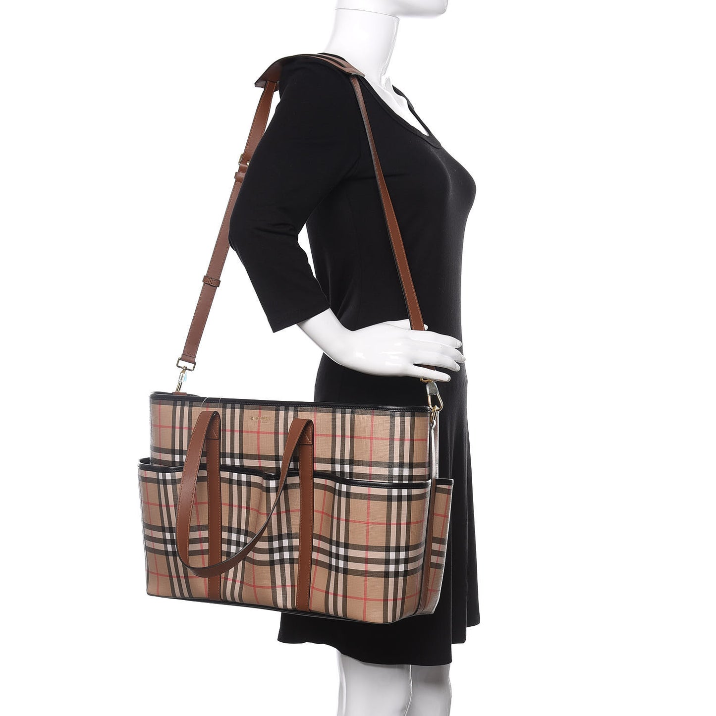 Vintage Check Parker Tote Diaper Bag Archive Beige