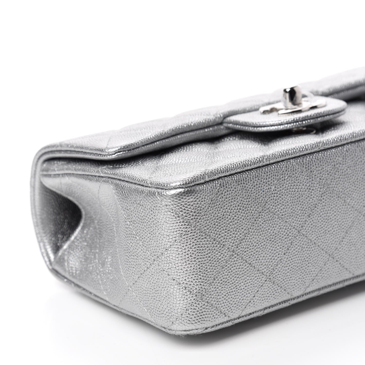 Chanel Metallic Caviar Quilted Mini Top Handle Rectangular Flap Silver 6 of 10