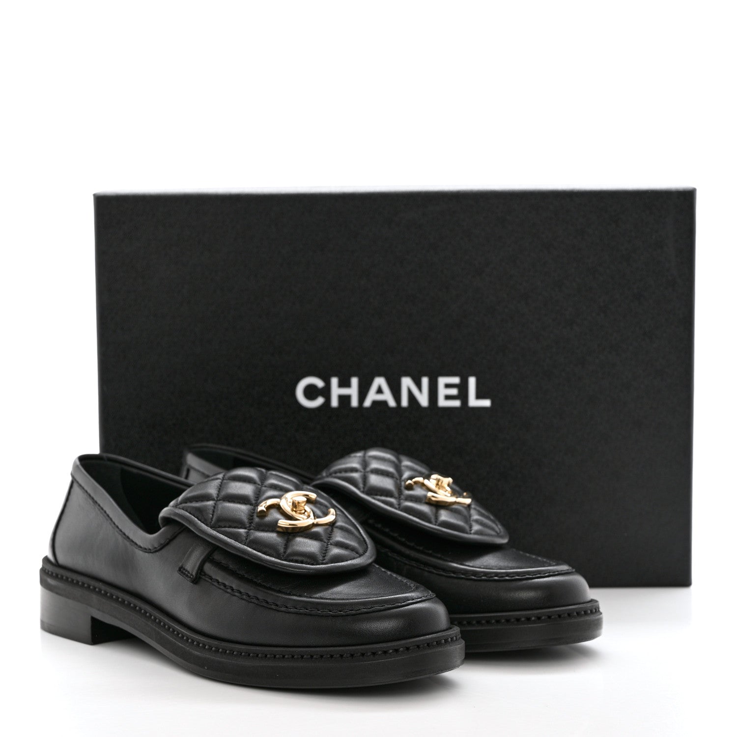 Chanel Lambskin Quilted CC Turnlock Loafers 36.5 Black 9 of 9