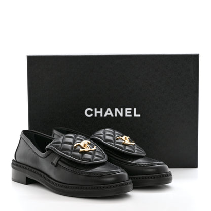 Chanel Lambskin Quilted CC Turnlock Loafers 36.5 Black 9 of 9