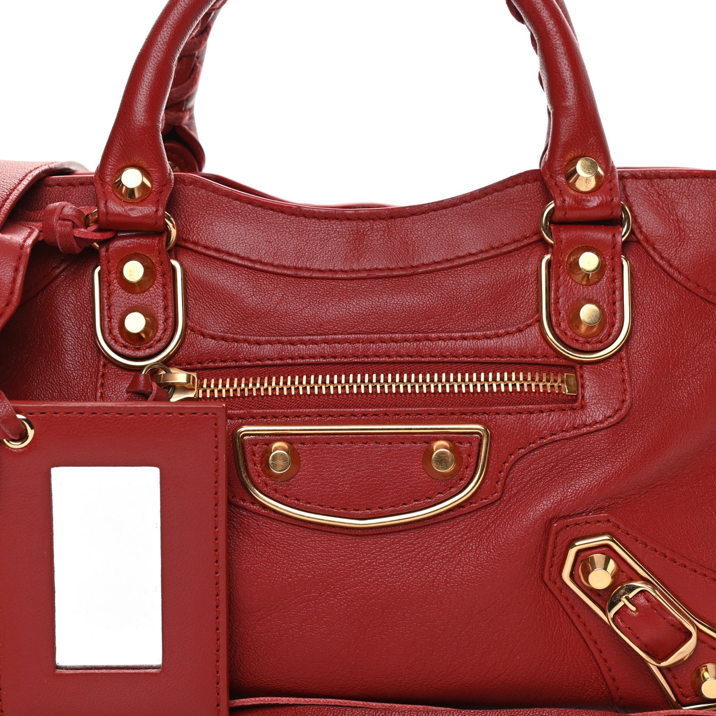 Chevre Gold Metallic Edge Hardware Mini City Rouge Brique Rouge Grenade