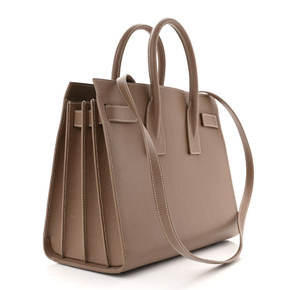 Saint Laurent Grained Calfskin Topstitch Small Classic Sac De Jour Taupe 4 of 10