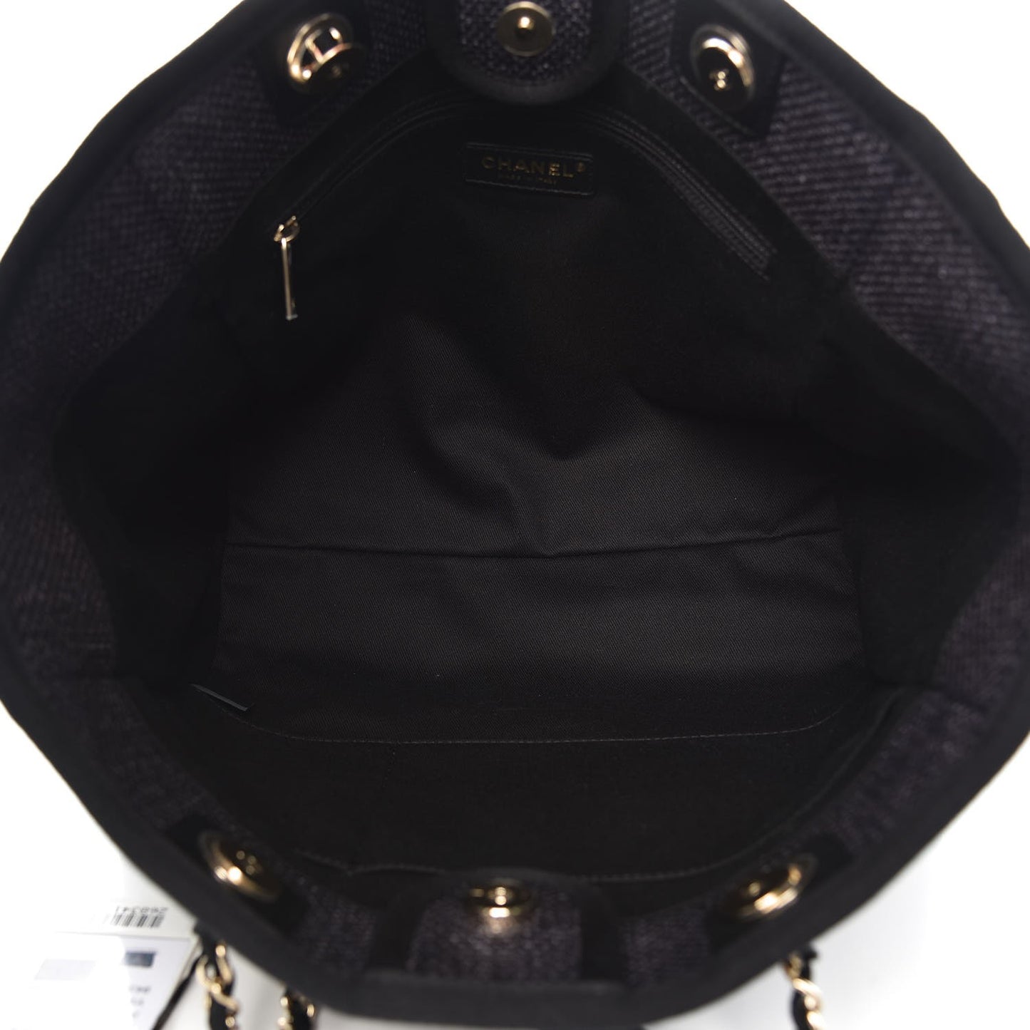 Woven Straw Raffia Small Deauville Tote Black