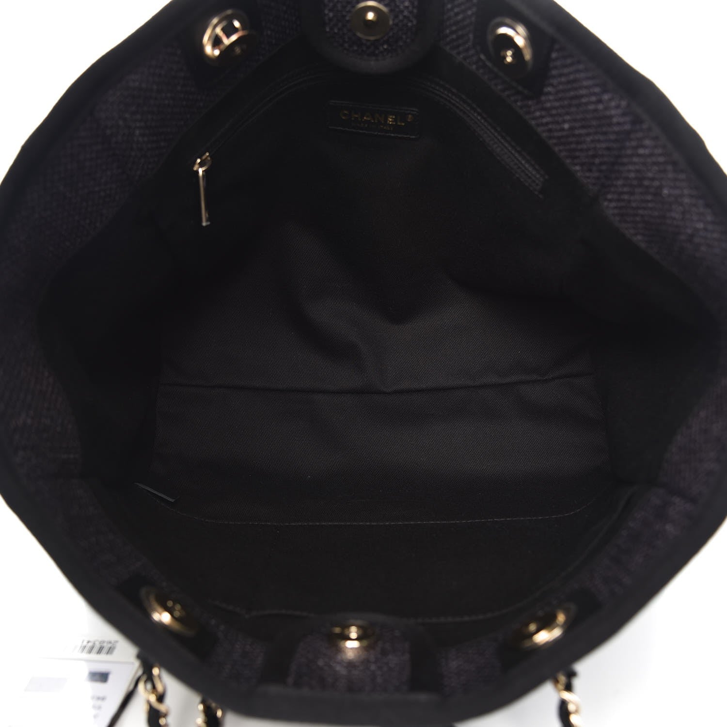 Chanel Woven Straw Raffia Small Deauville Tote Black 5 of 7