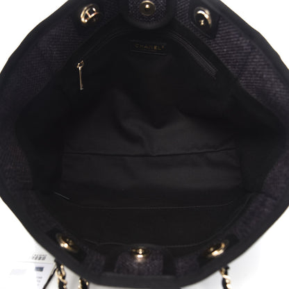 Chanel Woven Straw Raffia Small Deauville Tote Black 5 of 7