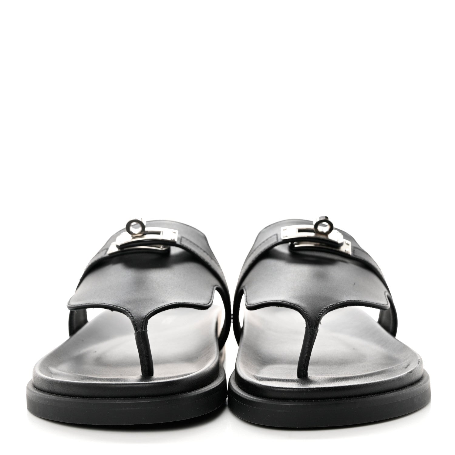 Hermes Calfskin Womens Empire Sandals 38 Black 2 of 9