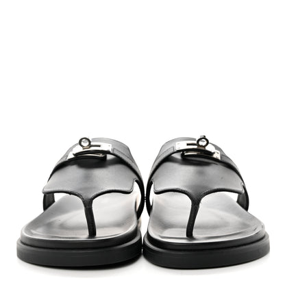 Hermes Calfskin Womens Empire Sandals 38 Black 2 of 9