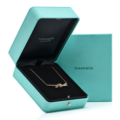 Tiffany 18K Yellow Gold Diamond Knot Necklace 6 of 6