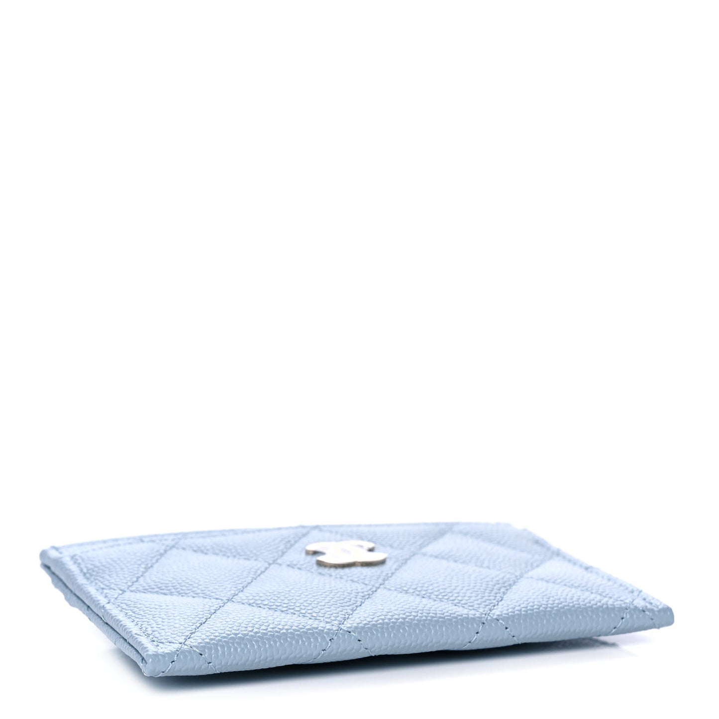 Caviar Quilted Card Holder Light Blue