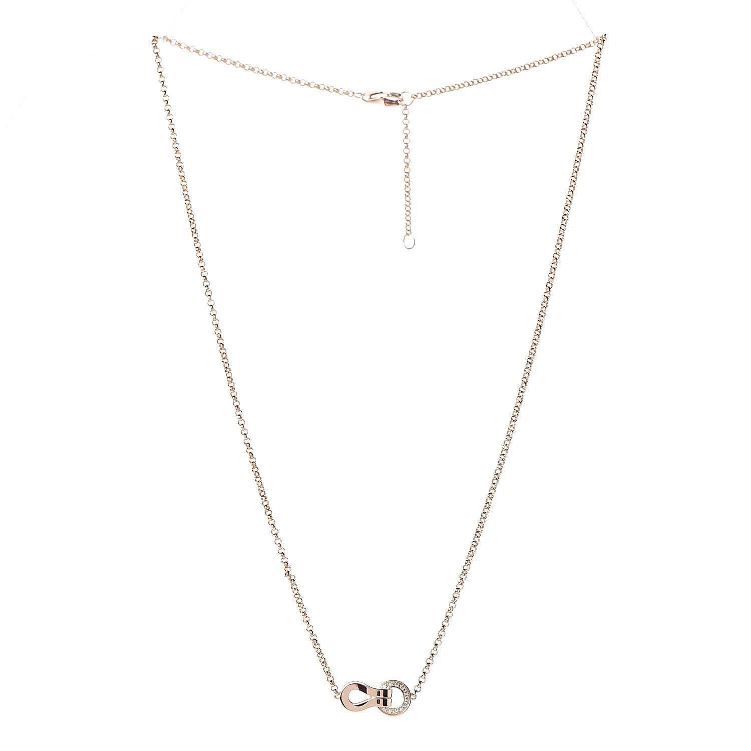 Cartier 18K Pink Gold Diamond Agrafe Paved Pendant Necklace 3 of 6