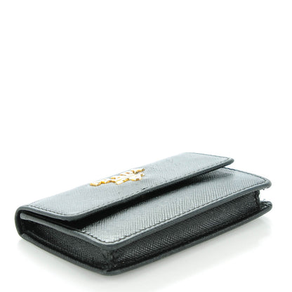 Prada Saffiano Metal Flap Card Holder Black 4 of 7