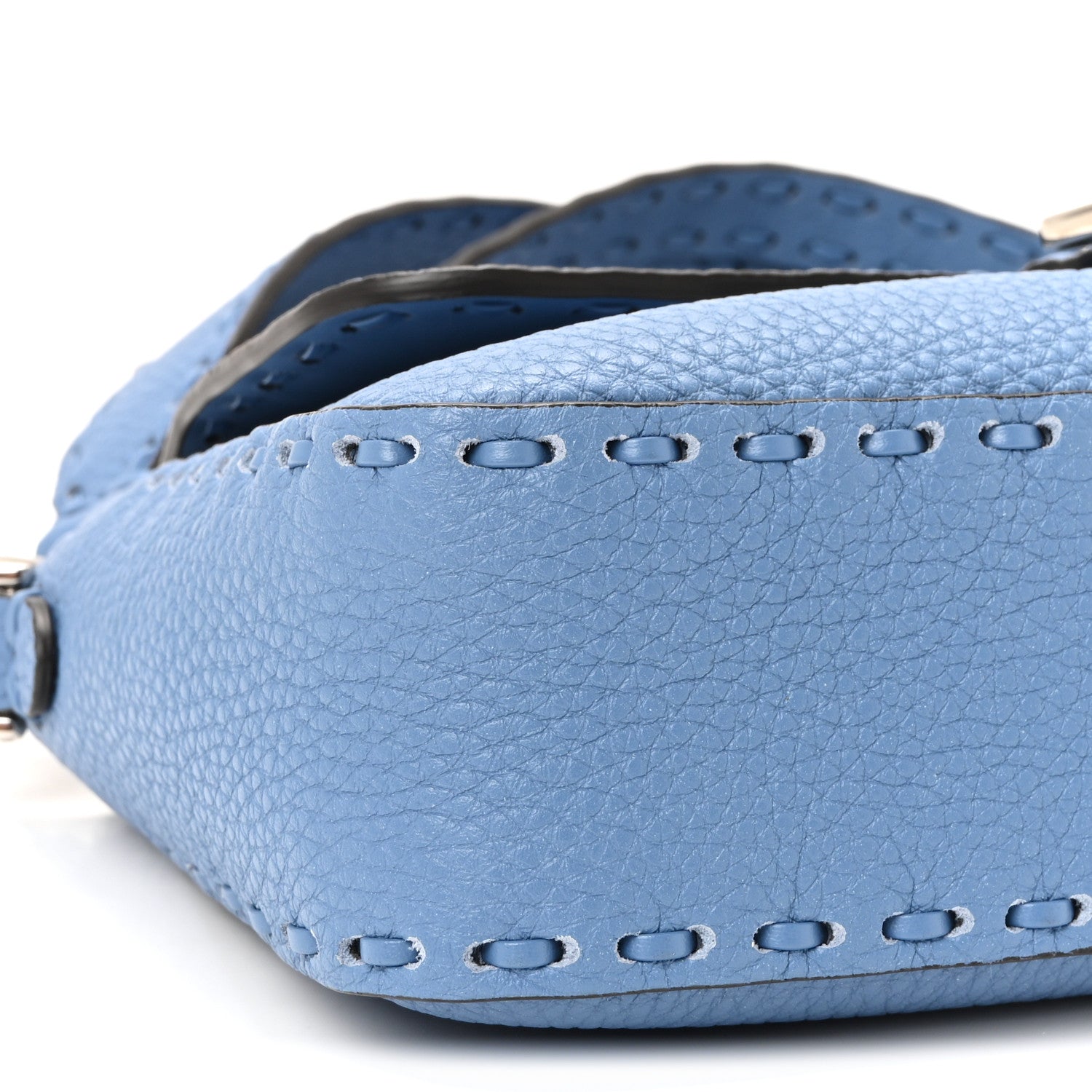 Fendi Cuoio Roma Sellerissima Nappa Sintetica Tape Stitch Baguette Placca Argento Blue 8 of 9