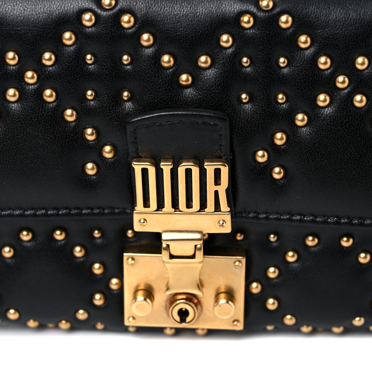 Christian Dior Lambskin Cannage Studded Dioraddict Wallet on Chain Black 10 of 13