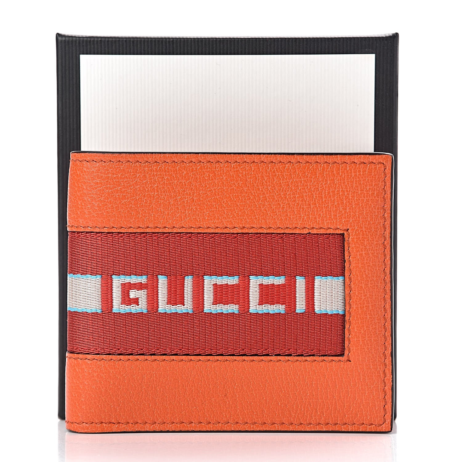 Gucci Calfskin Jacquard Stripe Wallet Orange 8 of 8