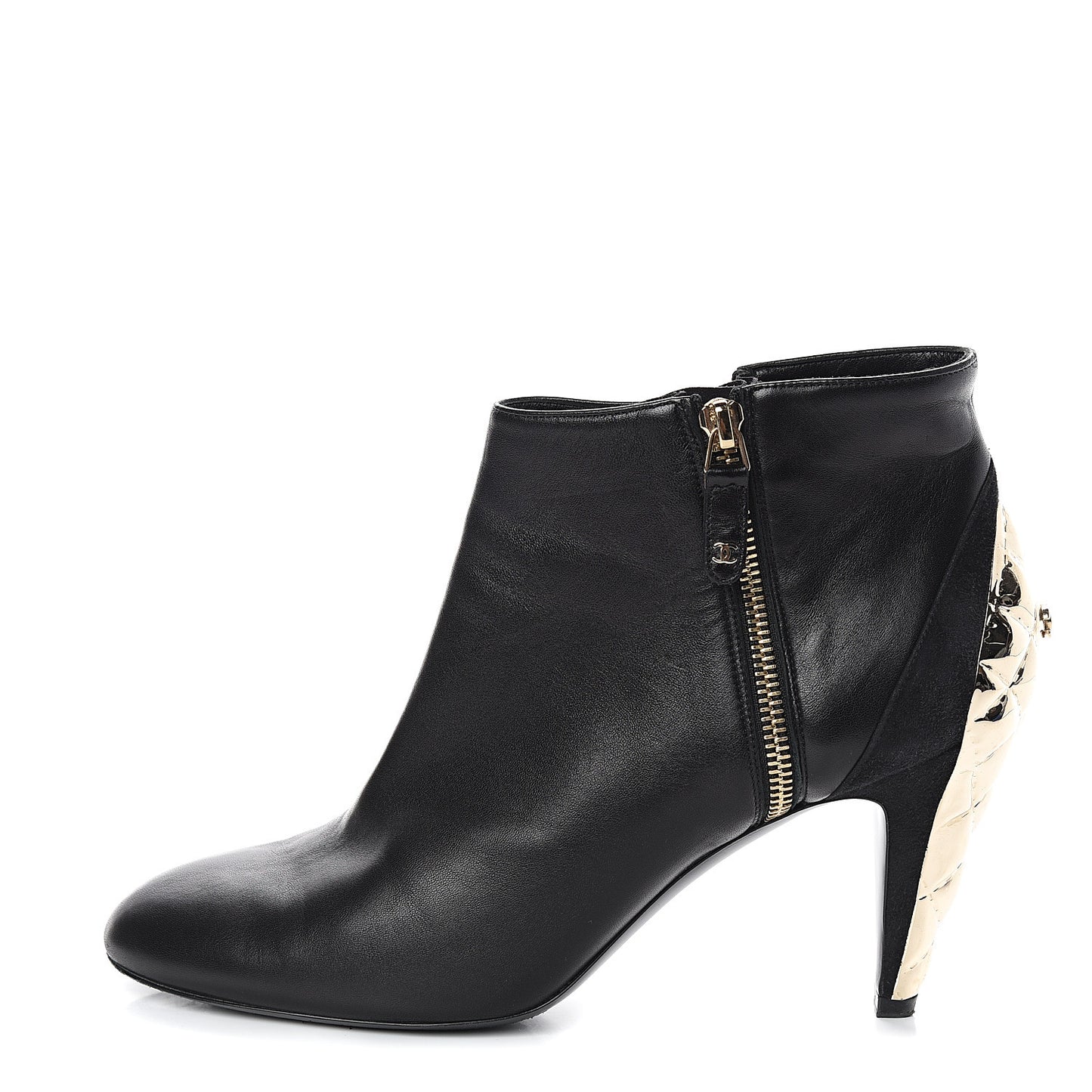 Lambskin Suede CC Short Boots 40 Black