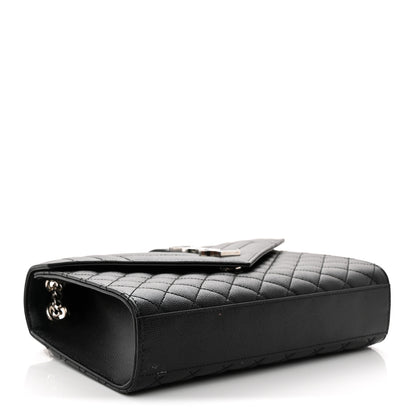 Saint Laurent Grain De Poudre Textured Mixed Matelasse Triquilt Medium Monogram Satchel Black 4 of 11