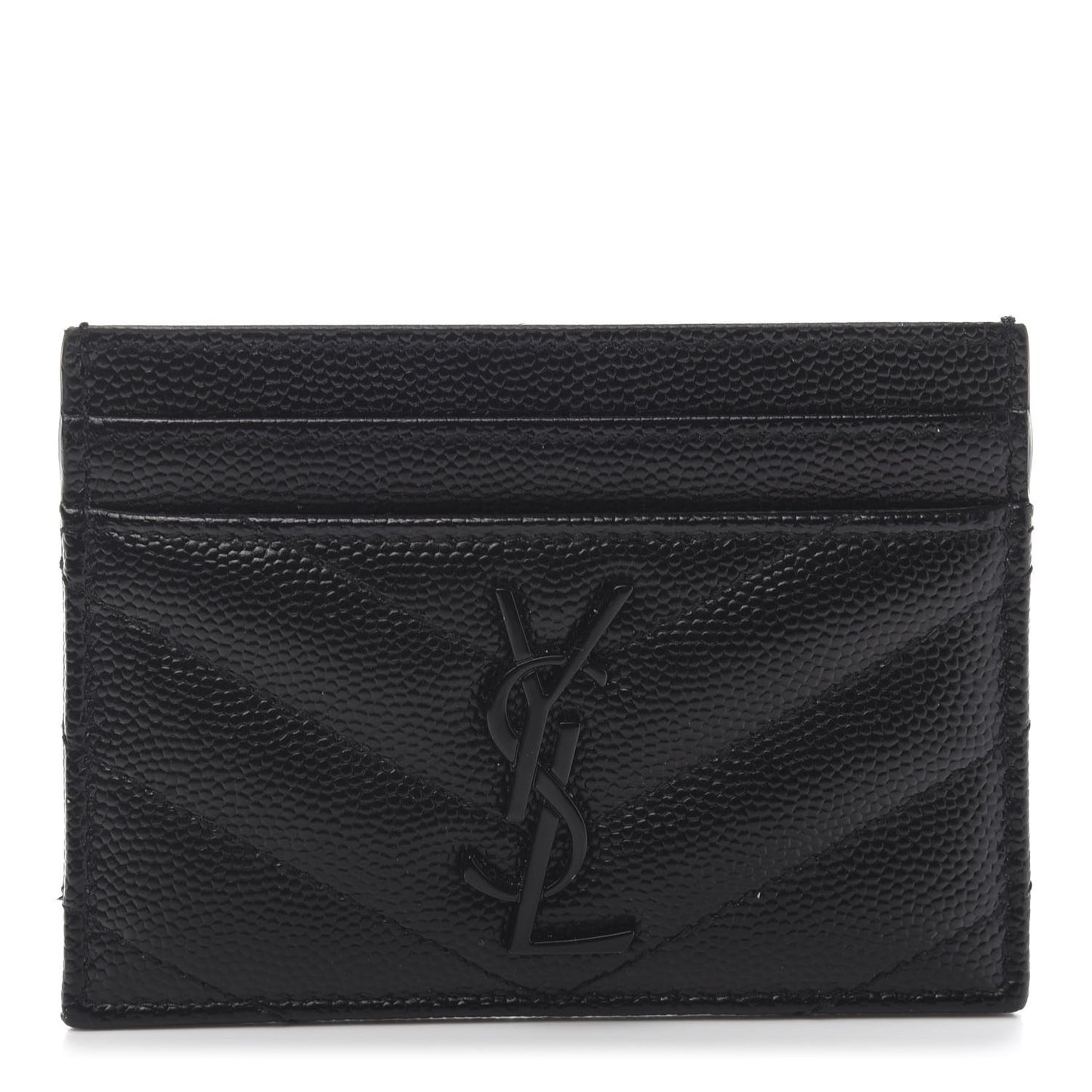 Grain De Poudre Matelasse Chevron Monogram Credit Card Case Black