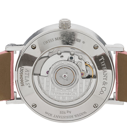 Tiffany Sterling Silver Alligator 39mm Atlas Automatic Watch Pink 4 of 6