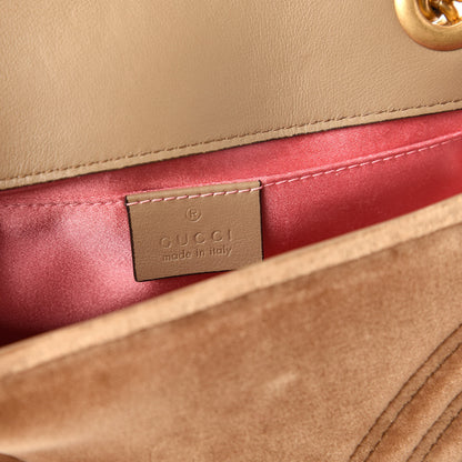 Gucci Velvet Matelasse Mini GG Marmont Shoulder Bag Taupe 8 of 10
