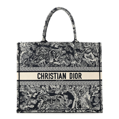 Christian Dior Canvas Embroidered Large Dioriviera Toile De Jouy Reverse Book Tote Blue 1 of 11