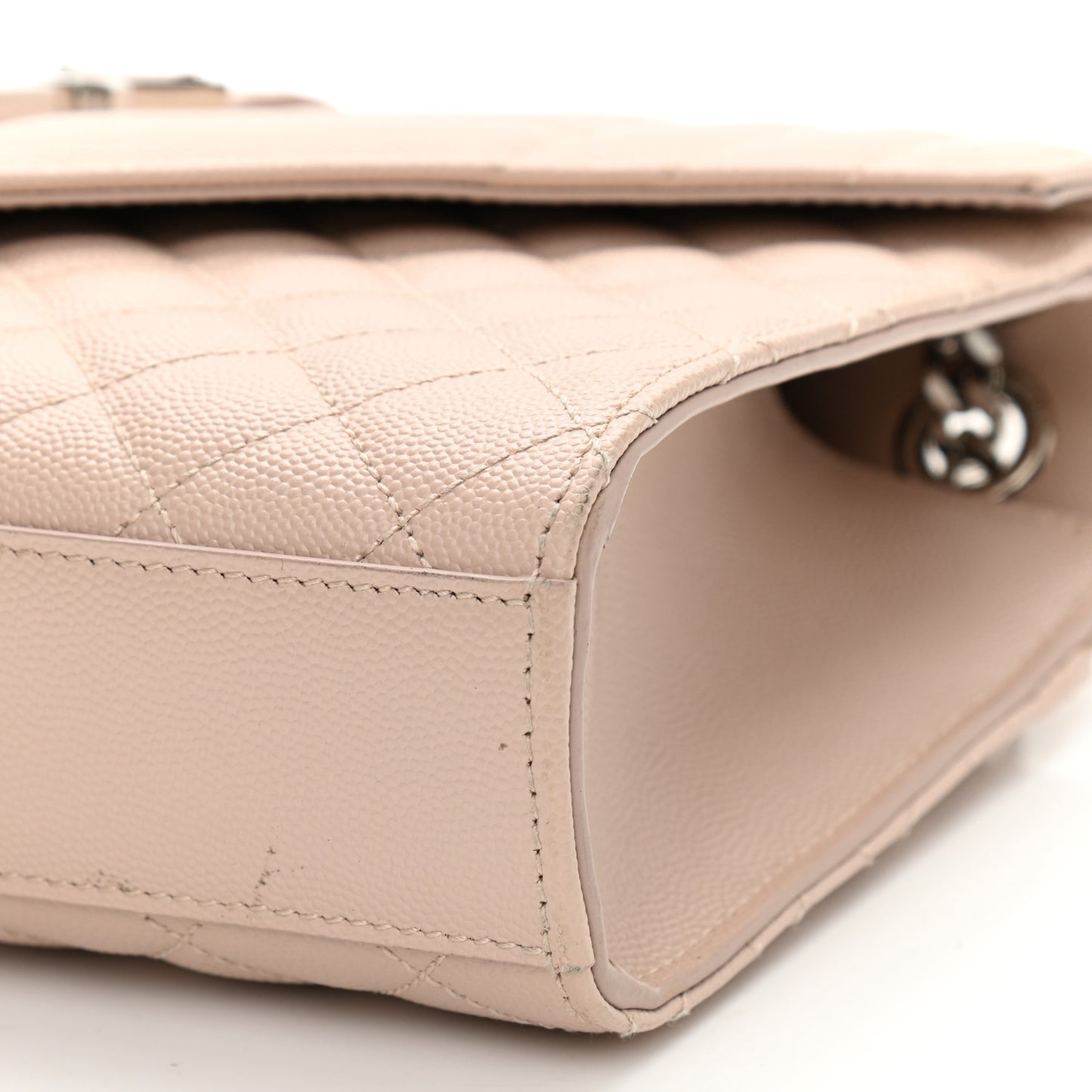 Grain De Poudre Textured Mixed Matelasse Medium Triquilt Monogram Satchel Marble Pink