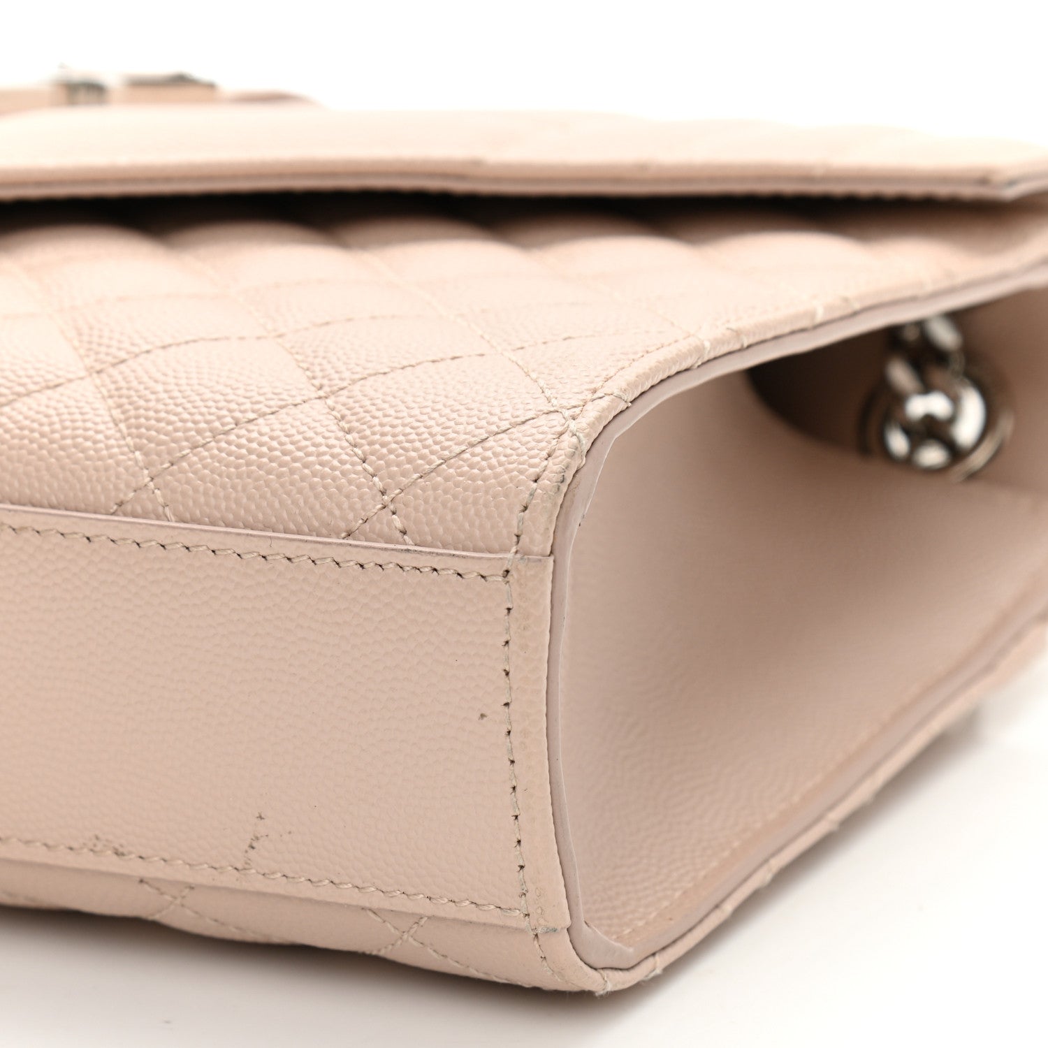 Saint Laurent Grain De Poudre Textured Mixed Matelasse Medium Triquilt Monogram Satchel Marble Pink 10 of 15