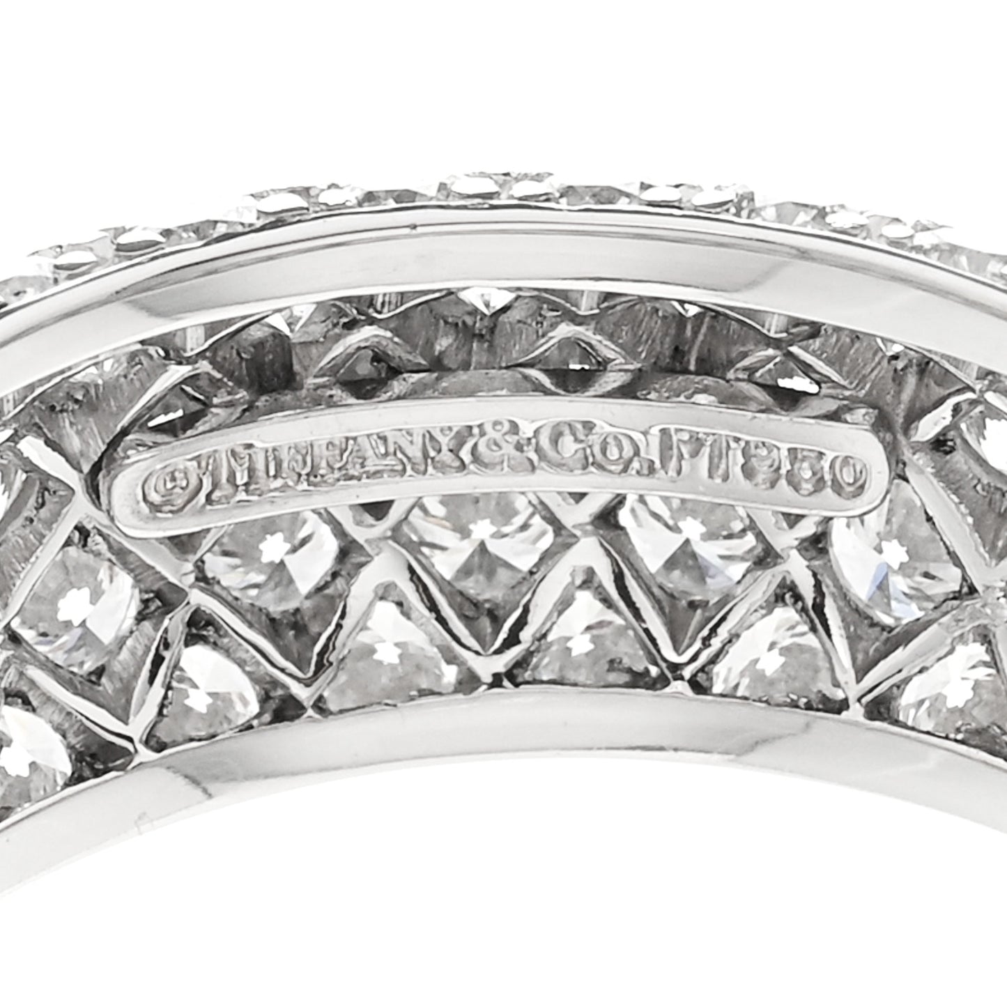 Platinum Diamond Five Row Etoile Band Ring 54 6.75
