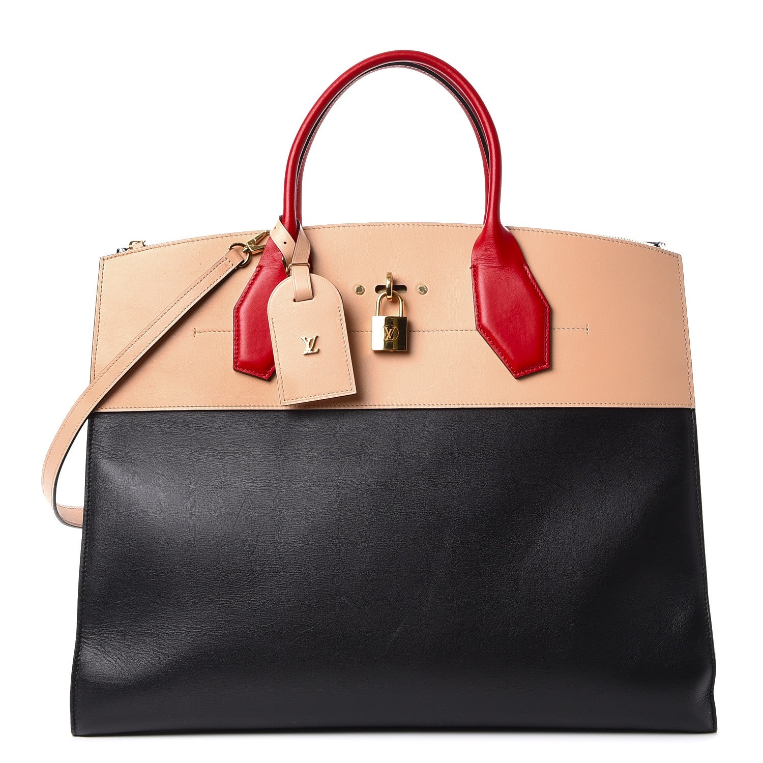 Louis Vuitton Calfskin City Steamer XL Black Creme Bourgogne 1 of 17