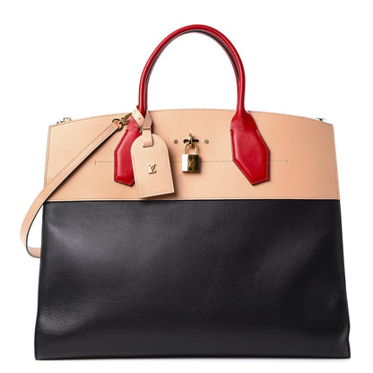 Louis Vuitton Calfskin City Steamer XL Black Creme Bourgogne 1 of 17