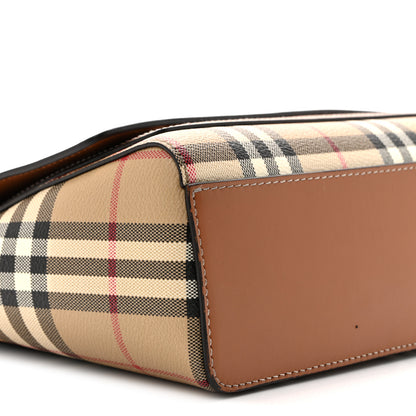 Burberry Coated Canvas Calfskin Vintage Check Medium Note Crossbody Bag Briar Brown 9 of 16