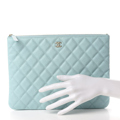 Chanel Caviar Quilted Medium Cosmetic Case Light Blue 2 of 9
