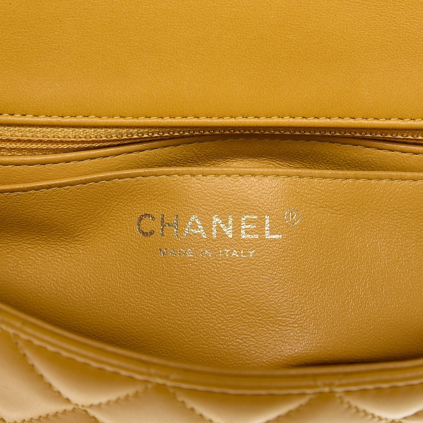 Lambskin Quilted Mini Rectangular Flap Yellow