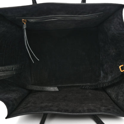 Celine Crocodile Embossed Calfskin Medium Phantom Luggage Black 5 of 9
