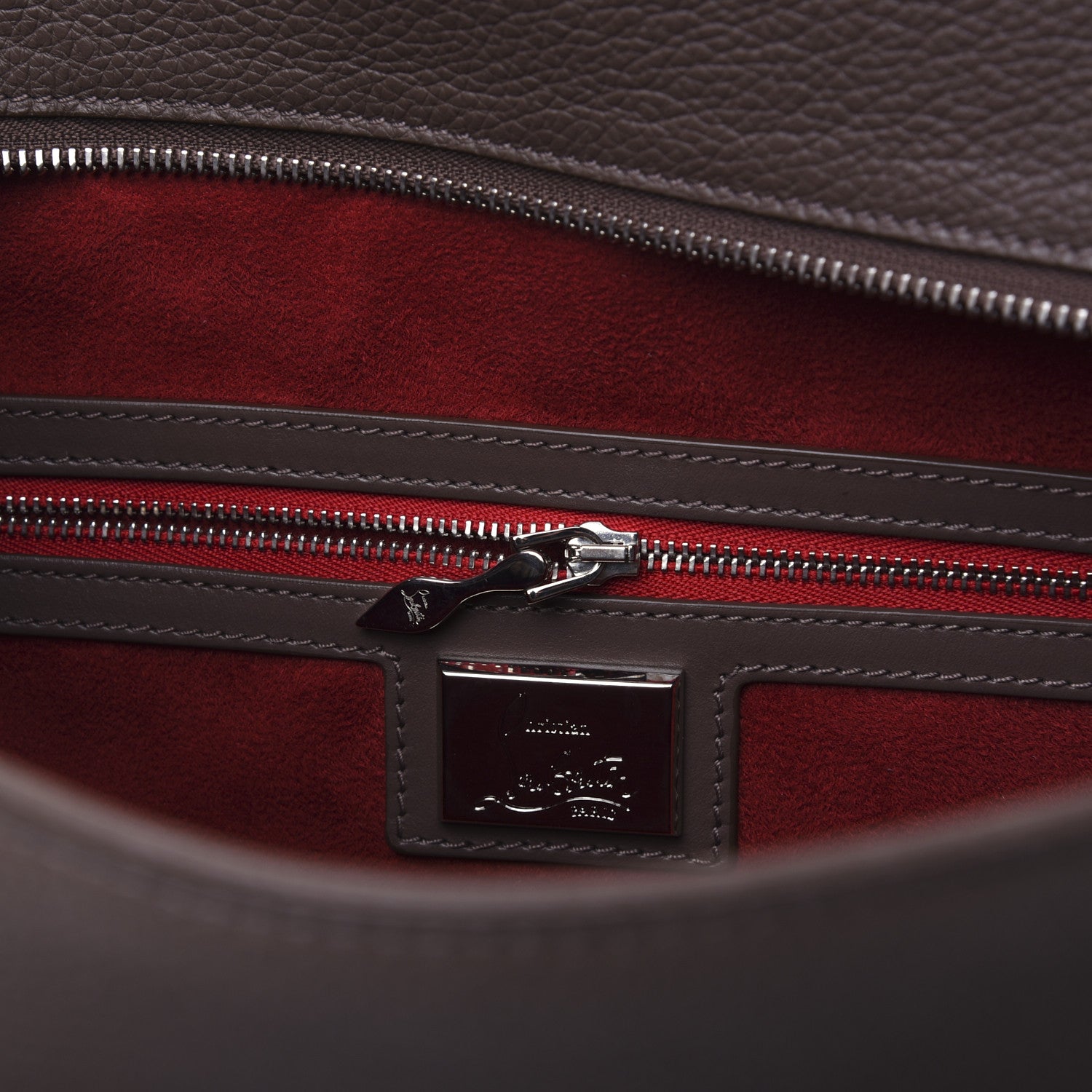 Christian Louboutin Empire Calf Spikes Fringe Eloise Hobo Grey 10 of 22