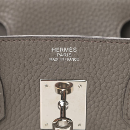 Hermes Taurillon Clemence Birkin 30 Etain 6 of 17