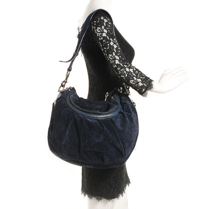 Gucci Suede Icon Bit Medium Shoulder Bag Navy 2 of 6