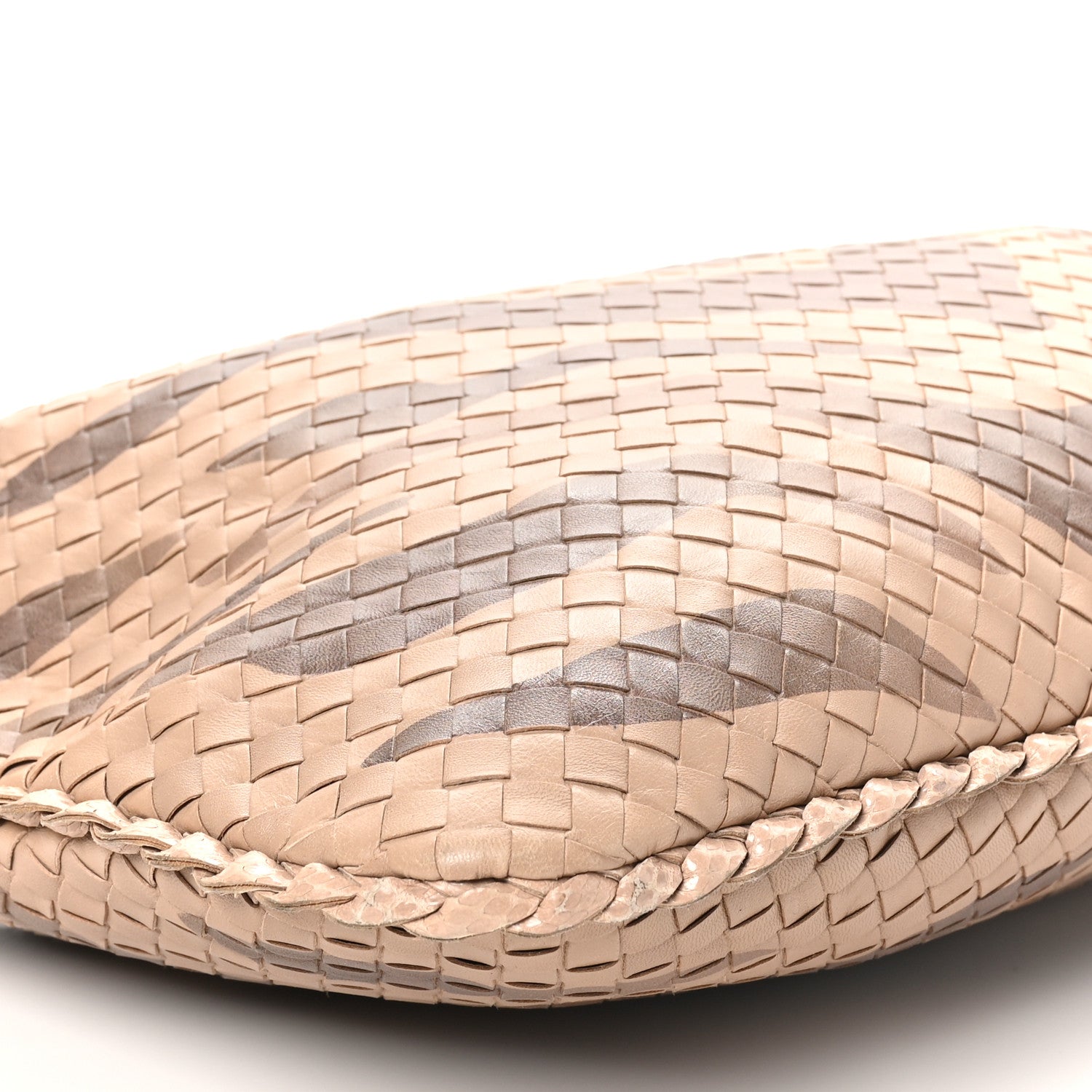 Bottega Veneta Nappa Snakeskin Intrecciato Large Veneta Tiger Print Hobo Maple 8 of 9