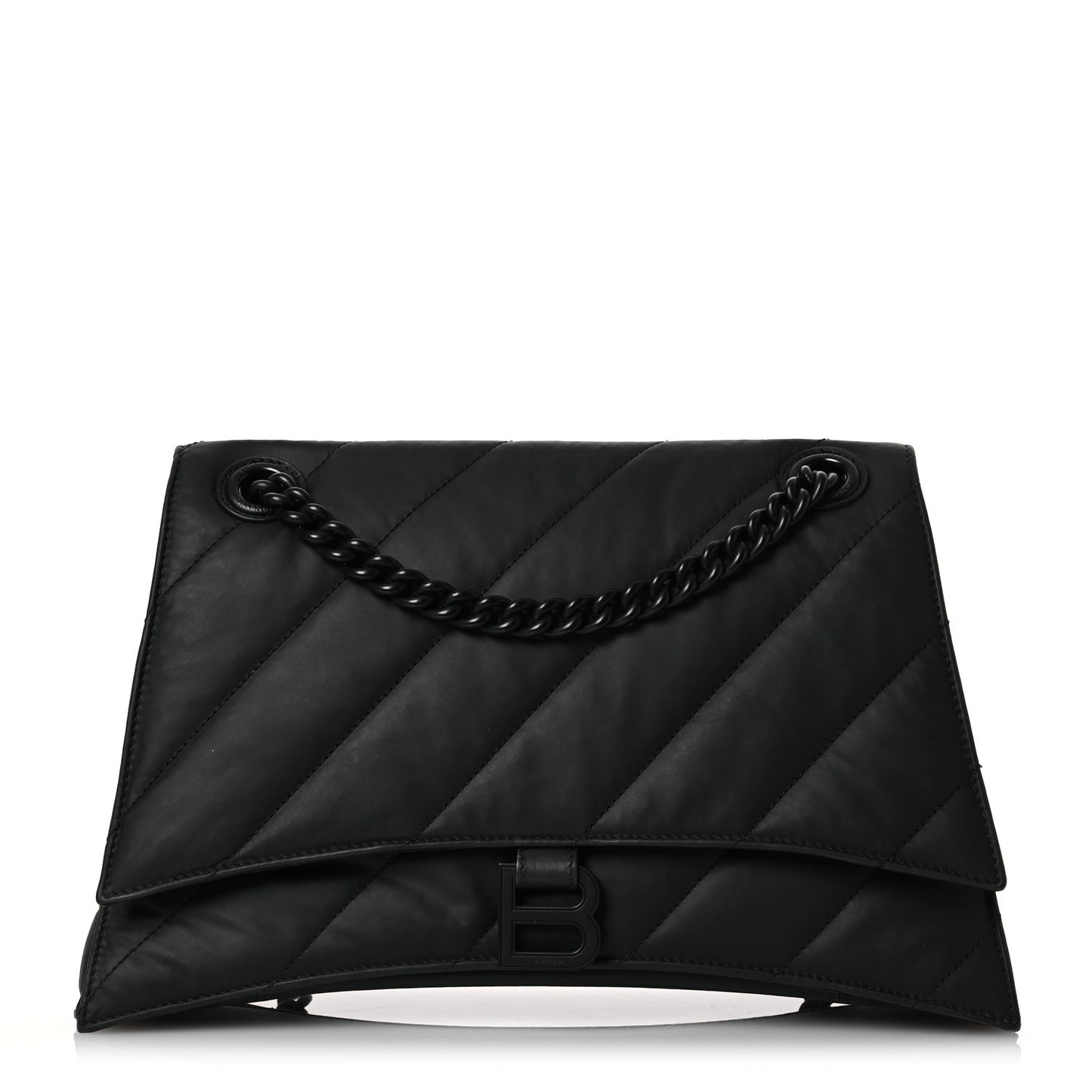 Satin Calfskin Quilted Matte Black Hardware Medium Crush Chain Bag Black