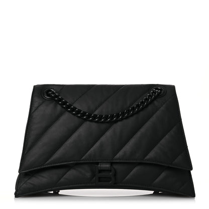 Balenciaga Satin Calfskin Quilted Matte Black Hardware Medium Crush Chain Bag Black 1 of 12