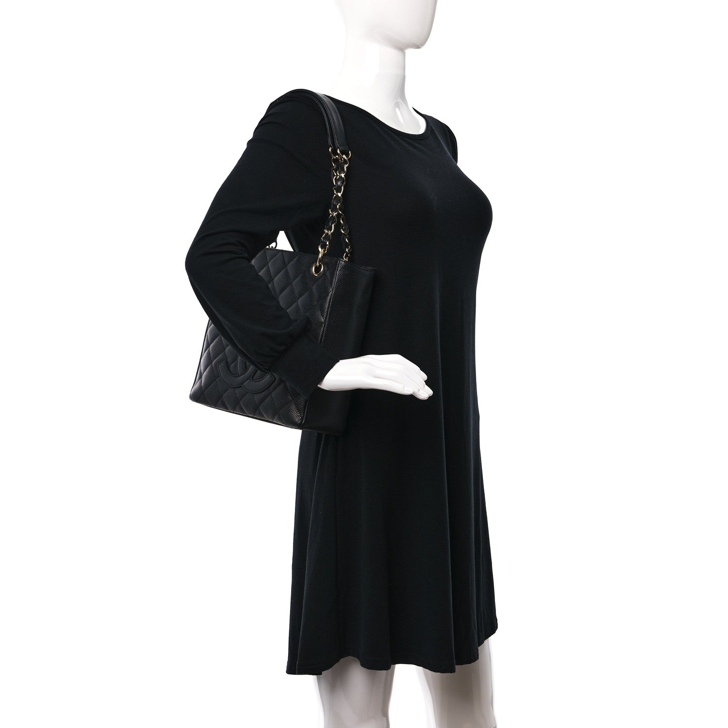 Chanel Caviar Quilted Petit Shopping Tote PST Black 2 of 11