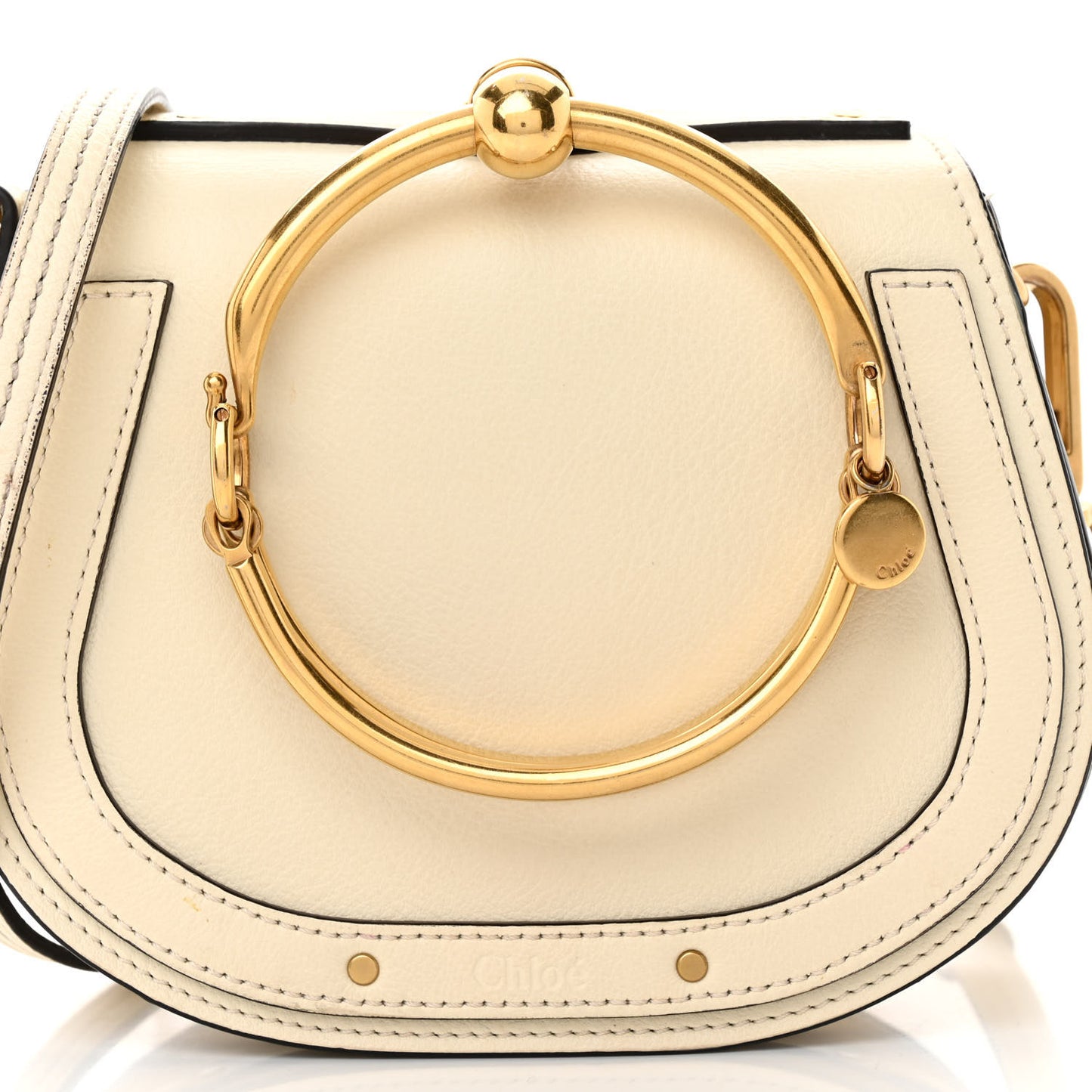 Calfskin Suede Small Nile Bracelet Bag Off White