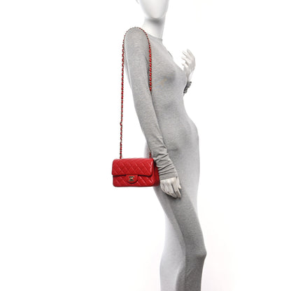 Chanel Lambskin Quilted Mini Rectangular Flap Red 2 of 10