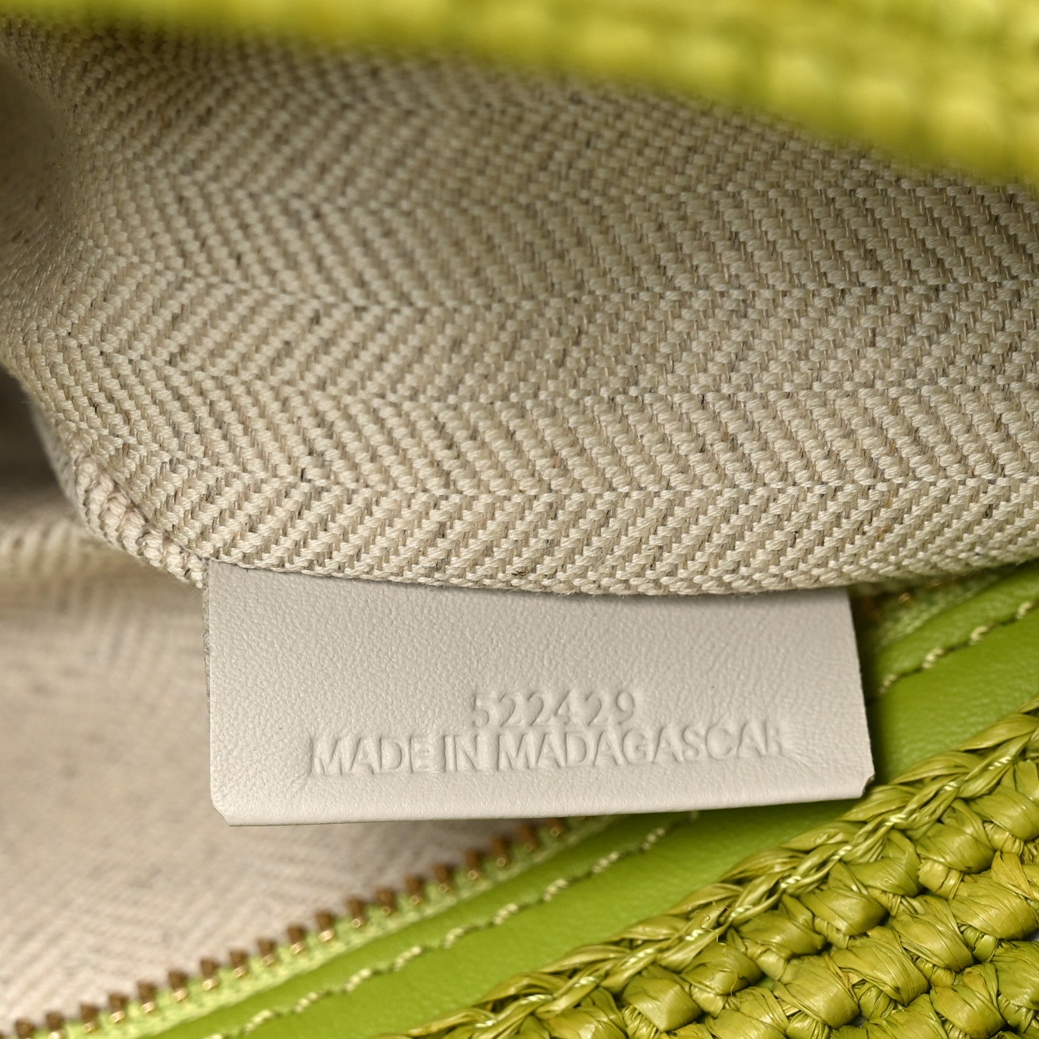 Loewe Raffia Calfskin Slit Pochette Bag Green 6 of 9