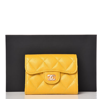 Chanel Caviar Quilted Flap Card Holder Wallet Yellow 8 of 8
