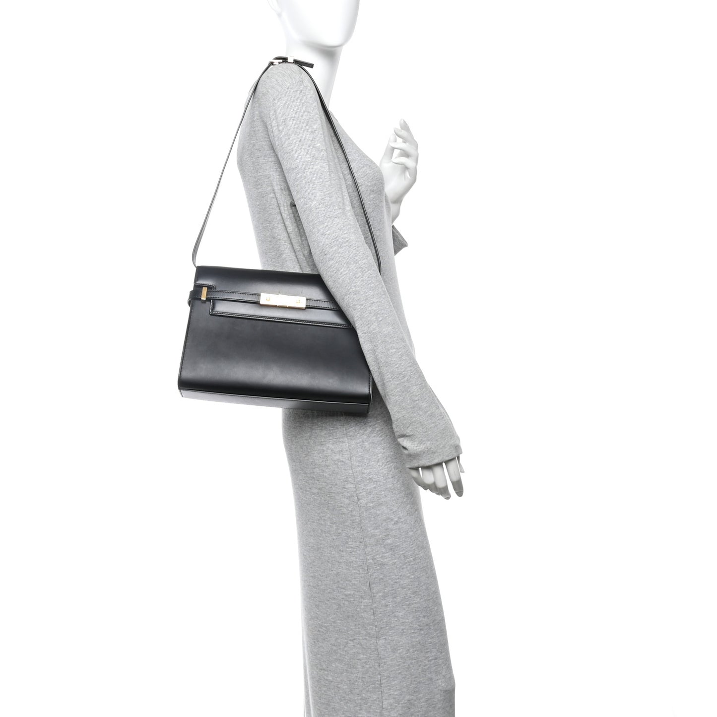 Smooth Calfskin Manhattan Shoulder Bag Black