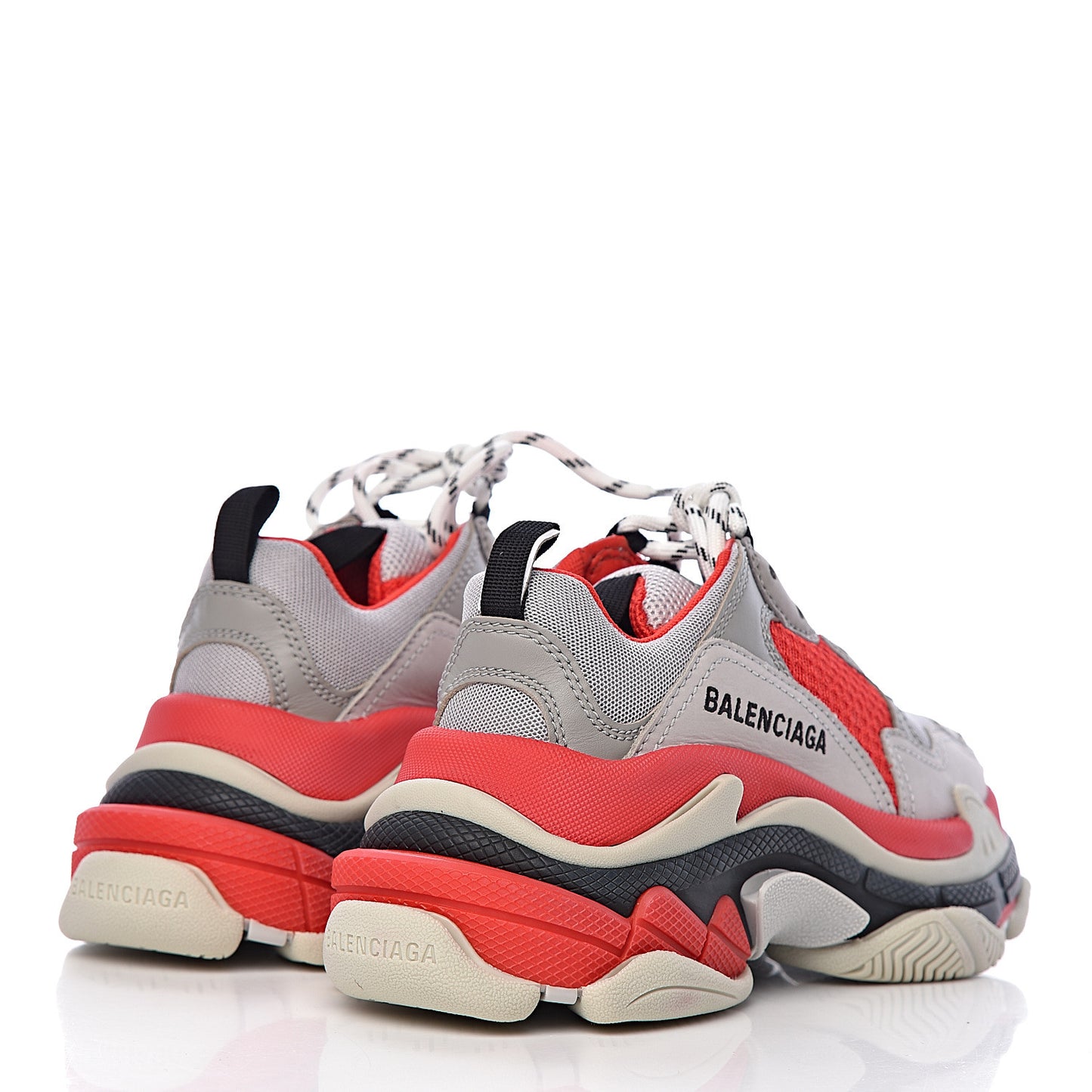 Fabric Mesh Womens Triple S Sneakers 34 Red Grey White