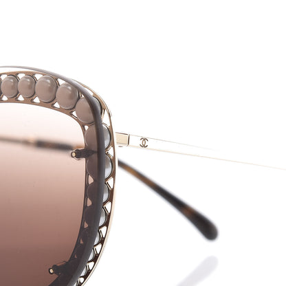 Chanel Acetate Metal Pearl Butterfly Sunglasses 4236-H Brown 5 of 9