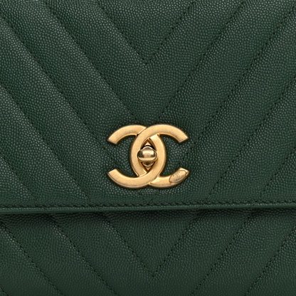 Chanel Caviar Chevron Quilted Small Coco Handle Flap Green 8 of 8